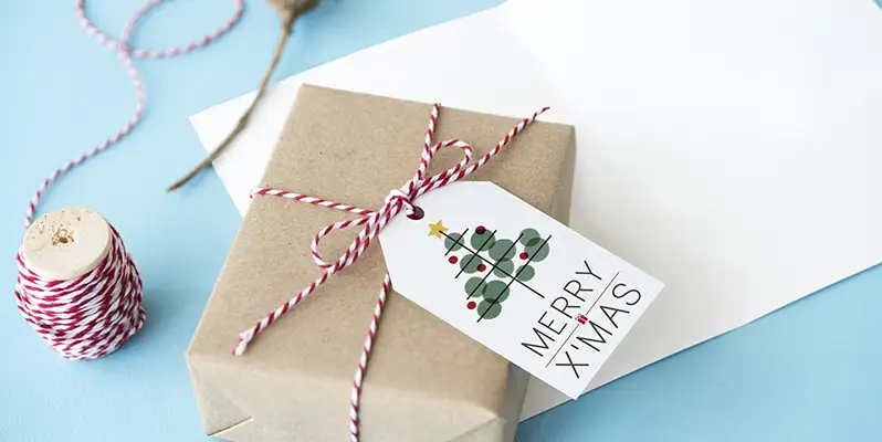 Christmas gift with gift tag